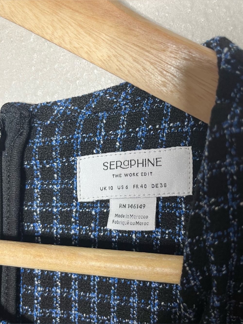 Seraphine The Work Edit Navy Stretch Tweed Short Sleeve Dress Career Maternity - Picture 6 of 7